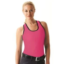 Cheata Women's Trotter Tank W/ Built In Sports Bra - Hot Pink/Black