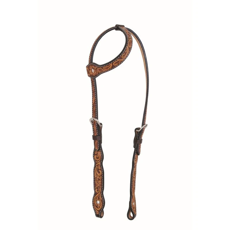 Western Rawhide Jim Taylor Performance Floral Scallop One Ear Headstall - Two Tone Brown 1 Western Rawhide Jim Taylor Performance Floral Scallop One Ear Headstall - Two Tone Brown
