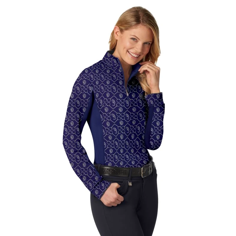 Romfh Women's Chill Factor Printed Long Sleeve Sun Shirt - Sand/Seahorse/Navy 1 Romfh Women's Chill Factor Printed Long Sleeve Sun Shirt - Sand/Seahorse/Navy