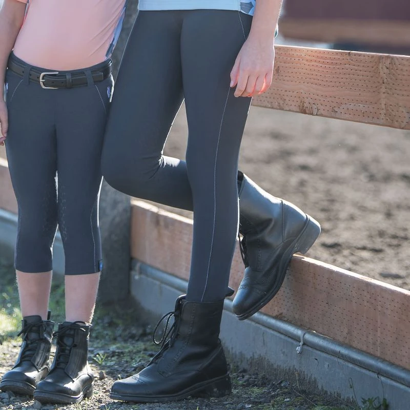 Irideon Kids' Issential Capriole Knee Patch Tights - Charcoal 2 Irideon Kids' Issential Capriole Knee Patch Tights - Charcoal - Image 2