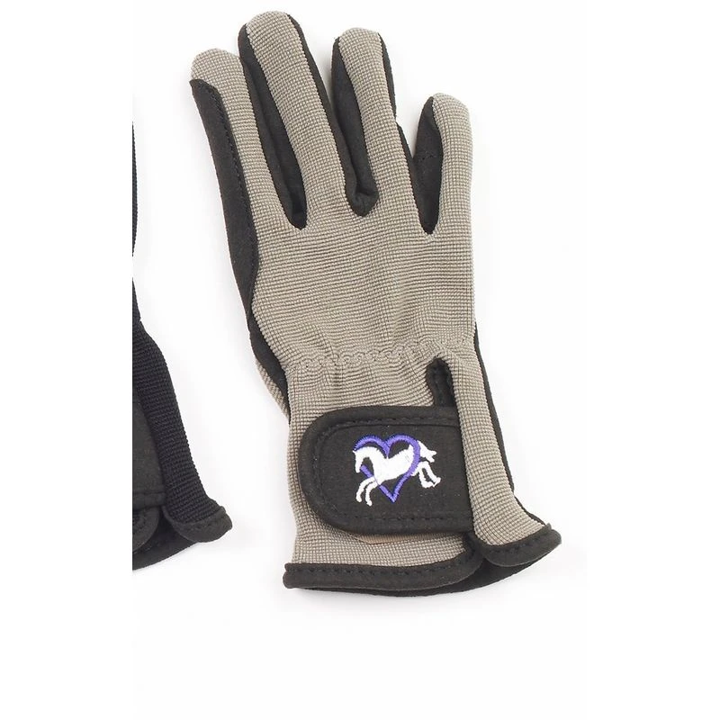 Ovation Kids' Hearts & Horses Gloves - Black 1 Ovation Kids' Hearts & Horses Gloves - Black