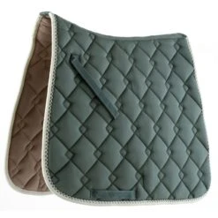 Roma Ecole Double Diamond Quilt Dressage Saddle Pad - Sage/Cream