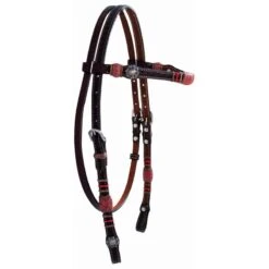 Western Rawhide Jim Taylor Chevron Browband Headstall - Natural/Red/Dark Brown