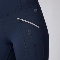 Horze Women's Enora Winter Full Seat Tights W/Shiny Zippers - Dark Blue -Ovation Sale Shop 475928 800 800