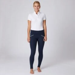 Horze Women's Enora Winter Full Seat Tights W/Shiny Zippers - Dark Blue -Ovation Sale Shop 475930 800 800