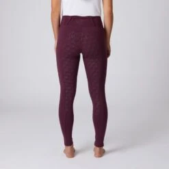 Horze Women's Enora Winter Full Seat Tights W/Shiny Zippers - Dark Red -Ovation Sale Shop 476350 800 800