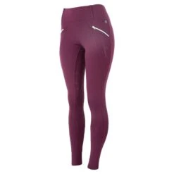 Horze Women's Enora Winter Full Seat Tights W/Shiny Zippers - Dark Red -Ovation Sale Shop 476353 800 800