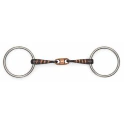 Shires Copper Lozenge Snaffle W/Raised Rib - Black Sweet Iron
