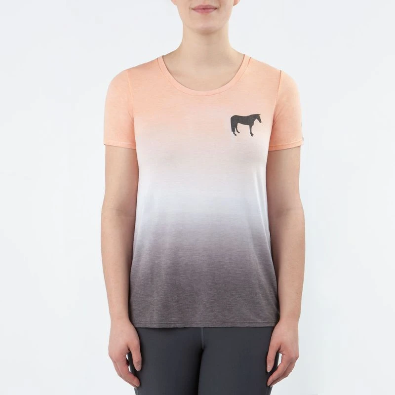 Irideon Women's Dip Dye Equestrian Swing Tee - Radiant Peach 2 Irideon Women's Dip Dye Equestrian Swing Tee - Radiant Peach - Image 2