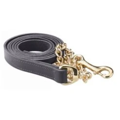 Perri's 1" Leather Lead W/Chain - Black/Brass