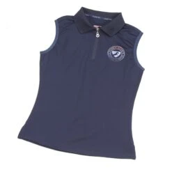 Shires Aubrion Kids' Harrow Sleeveless Polo Shirt - Dark Navy