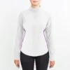 Irideon Women's Athena Long Sleeve Show Shirt - Bright White/Purple Hibiscus -Ovation Sale Shop 515982 800 800