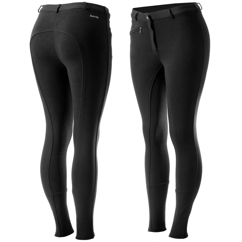 Horze Women's Active Knee Patch Breeches - Black 1 Horze Women's Active Knee Patch Breeches - Black