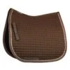 Horze Glarus Quick Dry Dressage Saddle Pad With Rose Gold Braid Piping - Bison Dark Brown