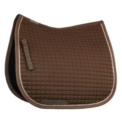 Horze Glarus Quick Dry Dressage Saddle Pad With Rose Gold Braid Piping - Bison Dark Brown