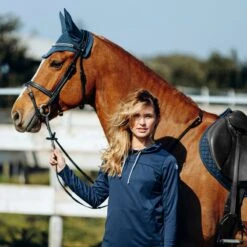 Horze Women's Lou Technical Ventilated Shirt W/High Neck - Obscure Night Dark Blue -Ovation Sale Shop 542821 800 800