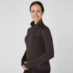 Horze Women's Kaitlin Turtleneck Sweater W/ Flower Design - After Dark Brown -Ovation Sale Shop 544261 800 800