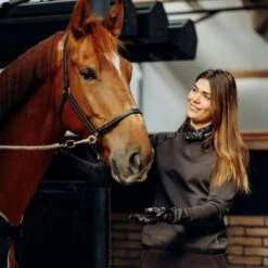 Horze Women's Kaitlin Turtleneck Sweater W/ Flower Design - After Dark Brown -Ovation Sale Shop 544265 800 800