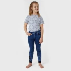 Horze Kids' Allison Full Seat Denim Breeches - Lead Blue -Ovation Sale Shop 545056 800 800