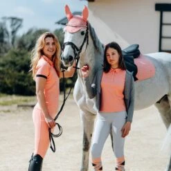 Horze Kids' Laura Ventilated Polo Training Shirt - Peach Amber Pink -Ovation Sale Shop 548997 800 800