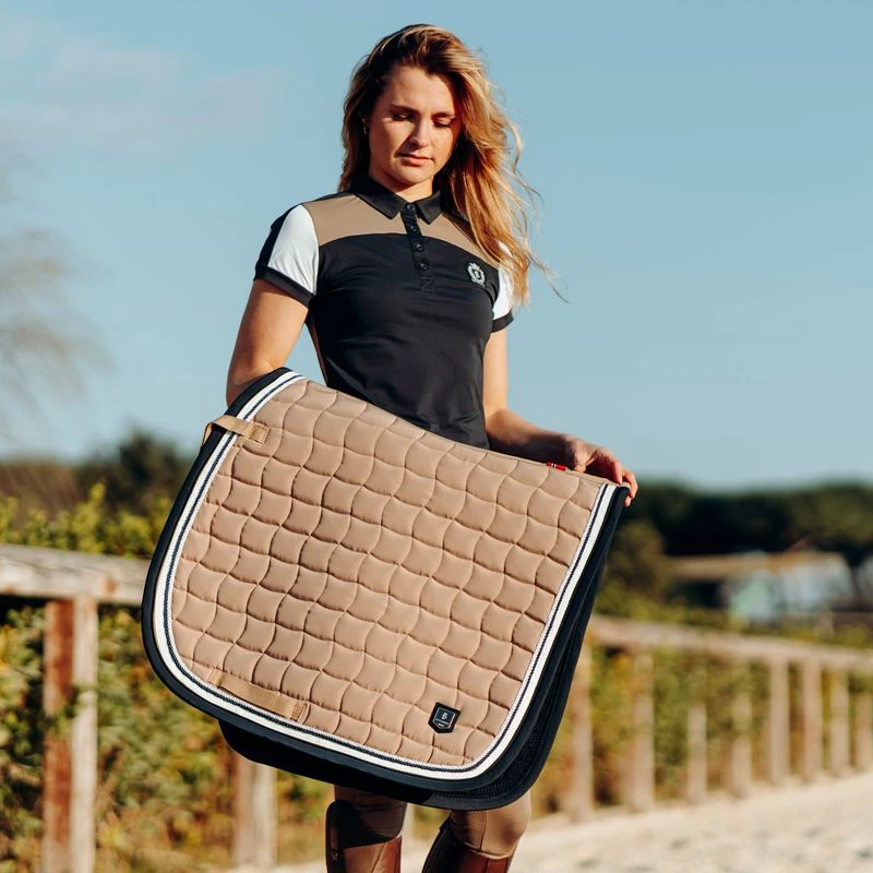 B Vertigo Cameron Double Corded Dressage Saddle Pad - Fossil Brown 2 B Vertigo Cameron Double Corded Dressage Saddle Pad - Fossil Brown - Image 2