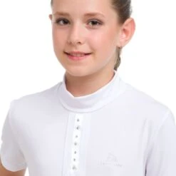 Cavalliera Kids' I Love Crystals Short Sleeve Show Shirt - White/Silver -Ovation Sale Shop 558724 800 800
