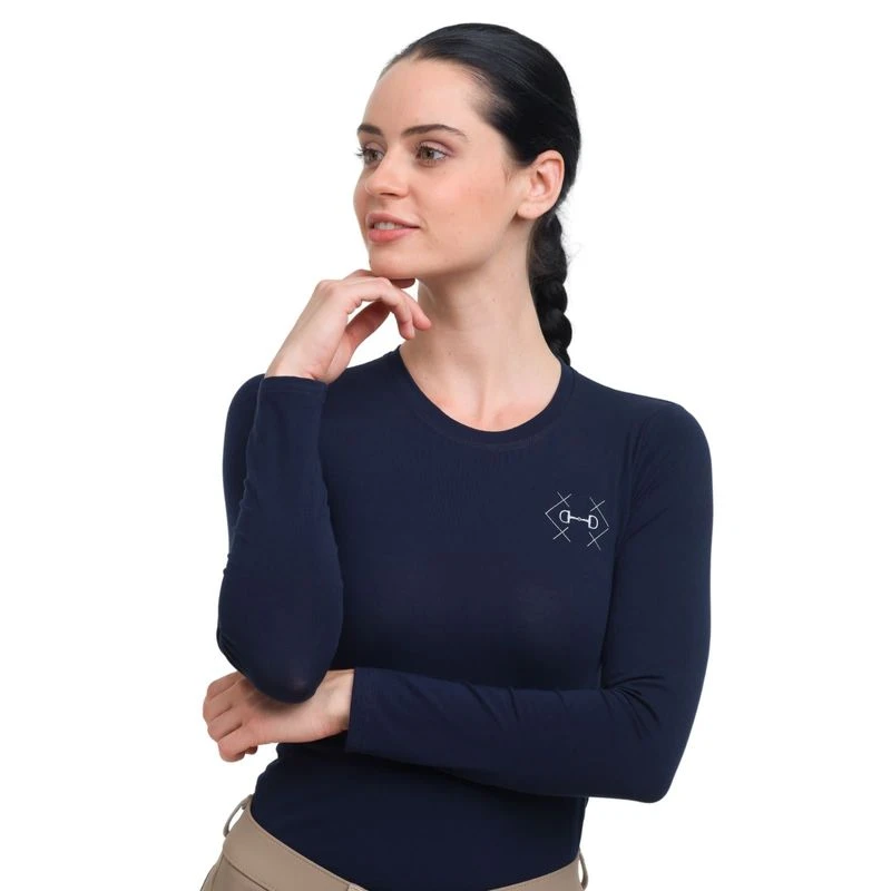 Cavalliera Women's Bit Long Sleeve Tee Shirt - Navy Blue 2 Cavalliera Women's Bit Long Sleeve Tee Shirt - Navy Blue - Image 2