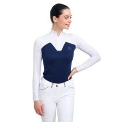 Cavalliera Women's POP Long Sleeve Show Shirt - White/Navy Blue -Ovation Sale Shop 559233 800 800