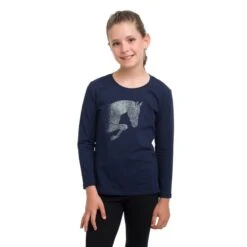 Cavalliera Kids' Jumping Star Long Sleeve Cotton Top - Navy Blue
