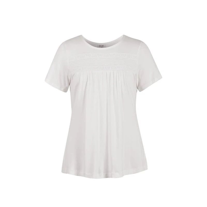 EQL Women's Lucky Lace Ecovero Short Sleeve Top - Soft White 1 EQL Women's Lucky Lace Ecovero Short Sleeve Top - Soft White