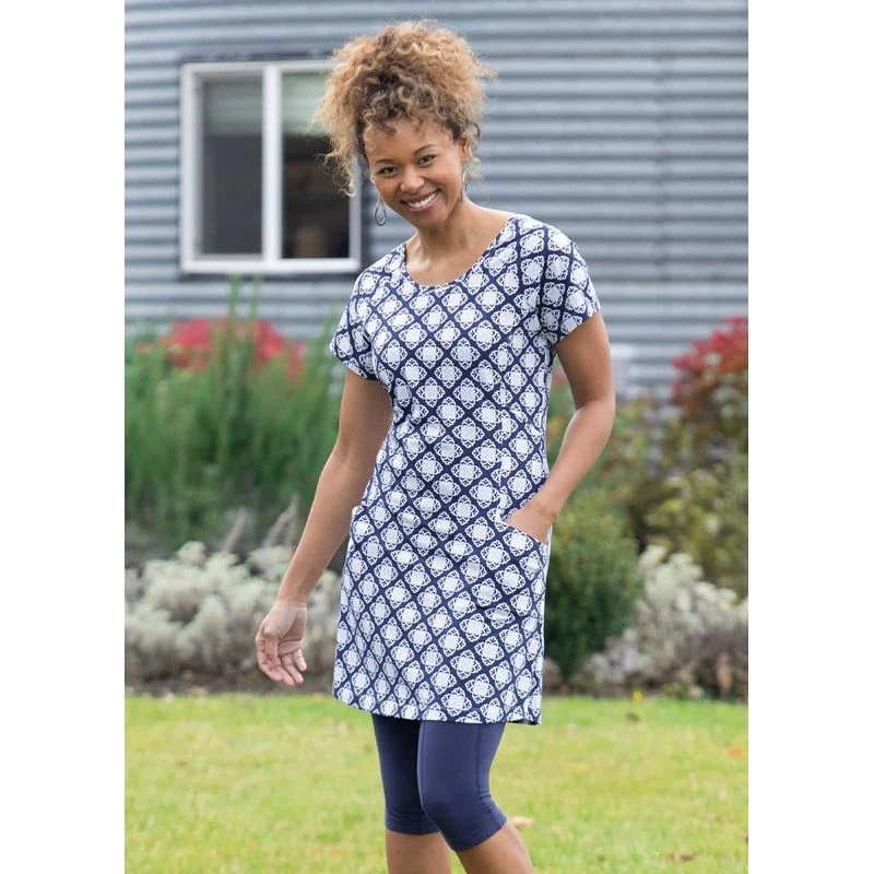 EQL Women's Everyday Tunic Dress - Indigo Tiles 4 EQL Women's Everyday Tunic Dress - Indigo Tiles - Image 4