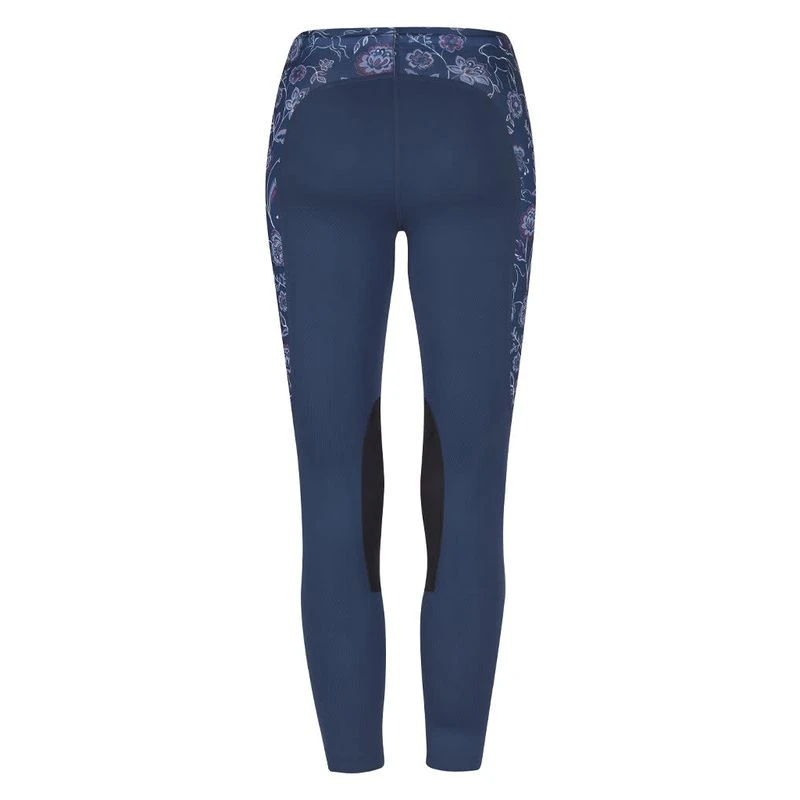 Kerrits Kids' Knee Patch Performance Tights - Admiral/Admiral Winter Bloom 2 Kerrits Kids' Knee Patch Performance Tights - Admiral/Admiral Winter Bloom - Image 2