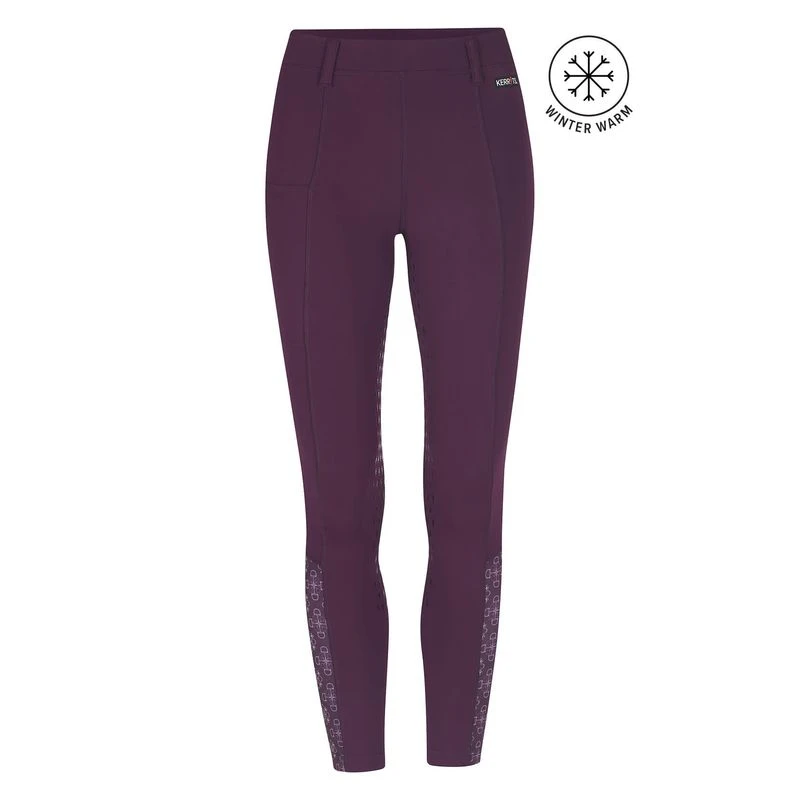 Kerrits Kids' Thermo Tech Printed Tights - Raisin/Raisin Bit Of Frost 1 Kerrits Kids' Thermo Tech Printed Tights - Raisin/Raisin Bit Of Frost