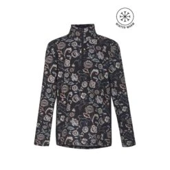 Kerrits Kids' Up Tempo Fleece Tech Top - Black Winter Bloom