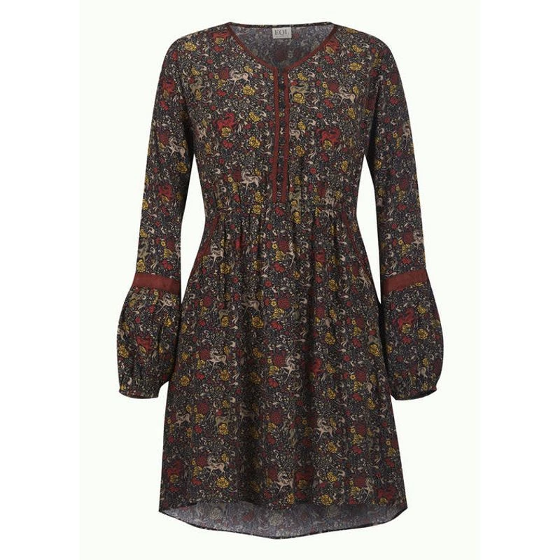 EQL Women's Ecovero Boheme Tunic Dress - Cinnabar Enchanted Garden 1 EQL Women's Ecovero Boheme Tunic Dress - Cinnabar Enchanted Garden
