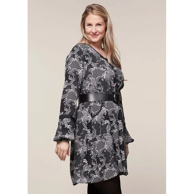 EQL Women's Ecovero Boheme Tunic Dress - Black Patchwork Paisley 4 EQL Women's Ecovero Boheme Tunic Dress - Black Patchwork Paisley - Image 4