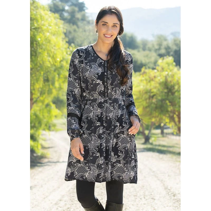 EQL Women's Ecovero Boheme Tunic Dress - Black Patchwork Paisley 5 EQL Women's Ecovero Boheme Tunic Dress - Black Patchwork Paisley - Image 5