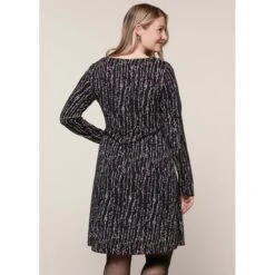 EQL Women's Inspired Scoop Neck Long Sleeve Dress - Black Horseshoe Branches -Ovation Sale Shop 585359 800 800