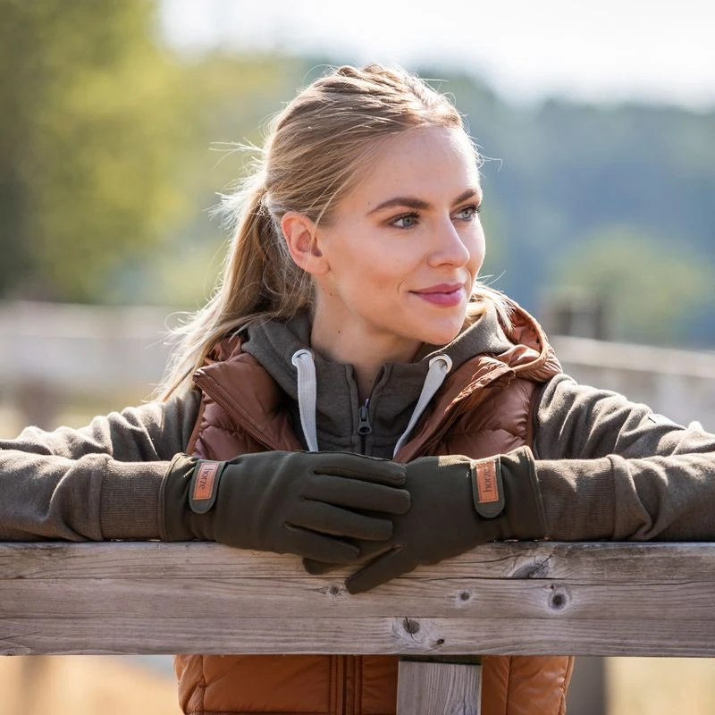 Horze Maya Winter Gloves - Dark Olive 4 Horze Maya Winter Gloves - Dark Olive - Image 4