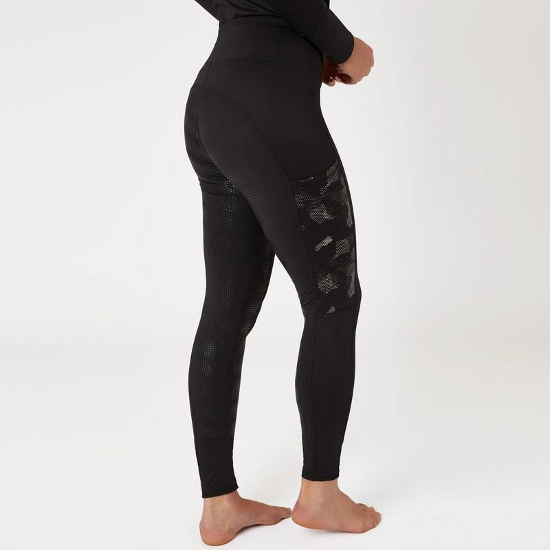 Horze Women's Luminox Tights W/Reflective Print - Black 3 Horze Women's Luminox Tights W/Reflective Print - Black - Image 3
