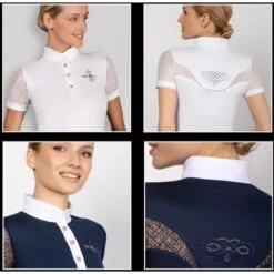 Fair Play Women's Cecile Rose Gold Short Sleeve Competition Shirt - White -Ovation Sale Shop 595178 800 800