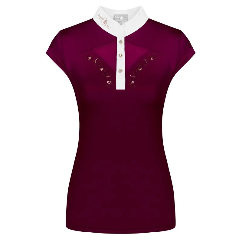 Fair Play Women's Cathrine Rose Gold Sleeveless Competion Shirt - Burgundy 1 Fair Play Women's Cathrine Rose Gold Sleeveless Competion Shirt - Burgundy