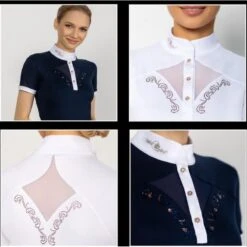 Fair Play Women's Cathrine Rose Gold Short Sleeve Competition Shirt - Black/White -Ovation Sale Shop 595854 800 800