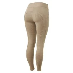 Horze Women's Active Winter Silicone Full Seat Tights W/ Phone Pockets - Desert Taupe