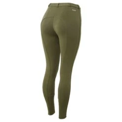 Horze Women's Active Knee Patch Breeches - Beetle Khaki Green
