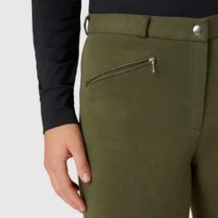 Horze Women's Active Knee Patch Breeches - Beetle Khaki Green -Ovation Sale Shop 601126 800 800