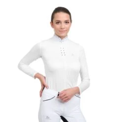 Cavalliera Women's Diva Long Sleeve Show Shirt - Off White
