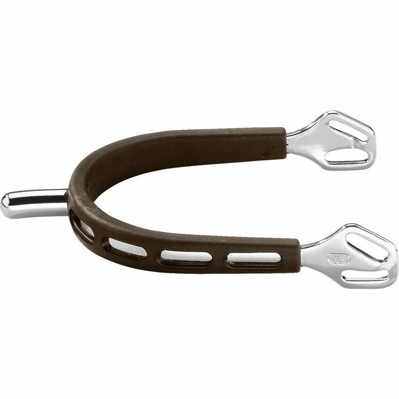 Herm Sprenger 25mm Rounded Neck Ultra Fit Extra Grip Spurs - Stainless Steel/Brown Grip 1 Herm Sprenger 25mm Rounded Neck Ultra Fit Extra Grip Spurs - Stainless Steel/Brown Grip
