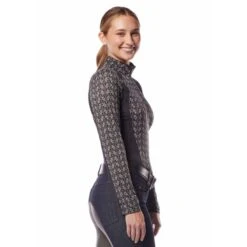 Kerrits Women's Always Cool Print Ice Fil Long Sleeve Shirt - Black Iron Bouquet/Black -Ovation Sale Shop 610386 800 800