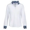 Ovation Kids' Ellie Quarter Snap Show Shirt - White/Blue Whims Horses